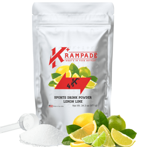 Krampade Original 4K Lemon Lime contains 4000mg potassium and 200mg sodium. Designed for instant cramp relief of all kinds of cramps including menstrual cramps, nighttime leg cramps, charlie horses, and athletic cramps. Stop active cramps instantly and keep cramps away.